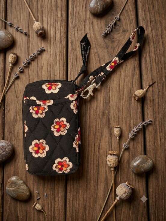 Vera Bradley Other - Vera Bradley Pirouette Black Quilted Floral Wristlet Wallet (Retired Pattern)